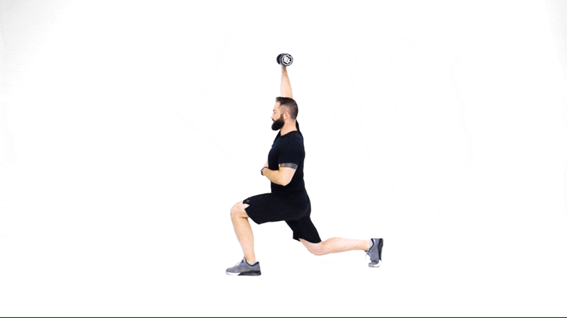 Dumbbell Single Arm Press with Lunge