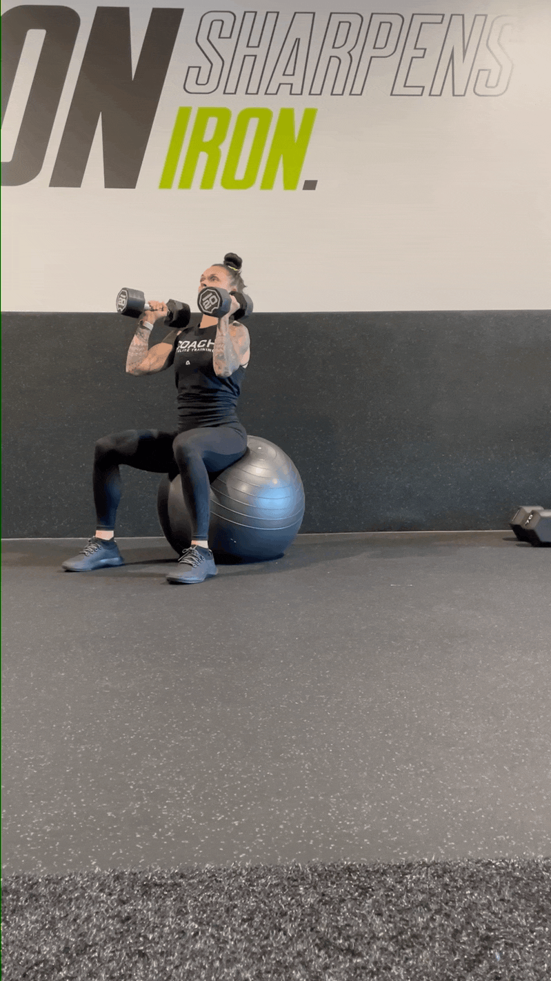 Stability Ball Seated Neutral Military Press