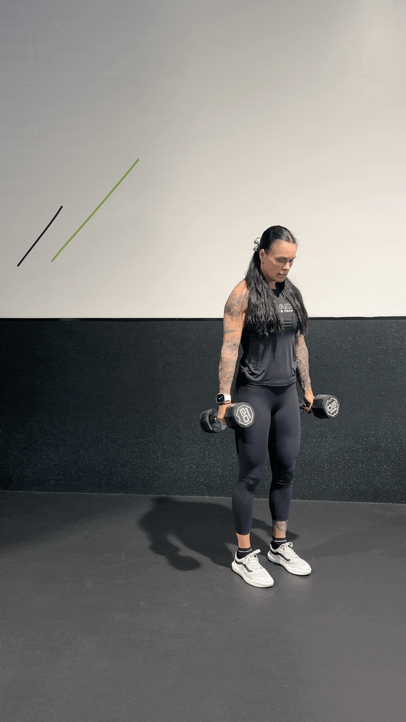 Dumbbell Suitcase Squat to Reverse Lunge