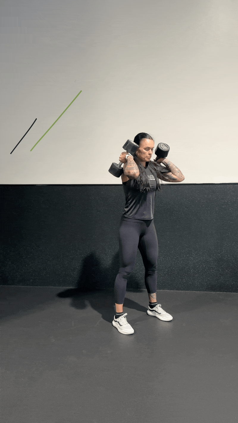 Dumbbell Front Squat to Calf Raise