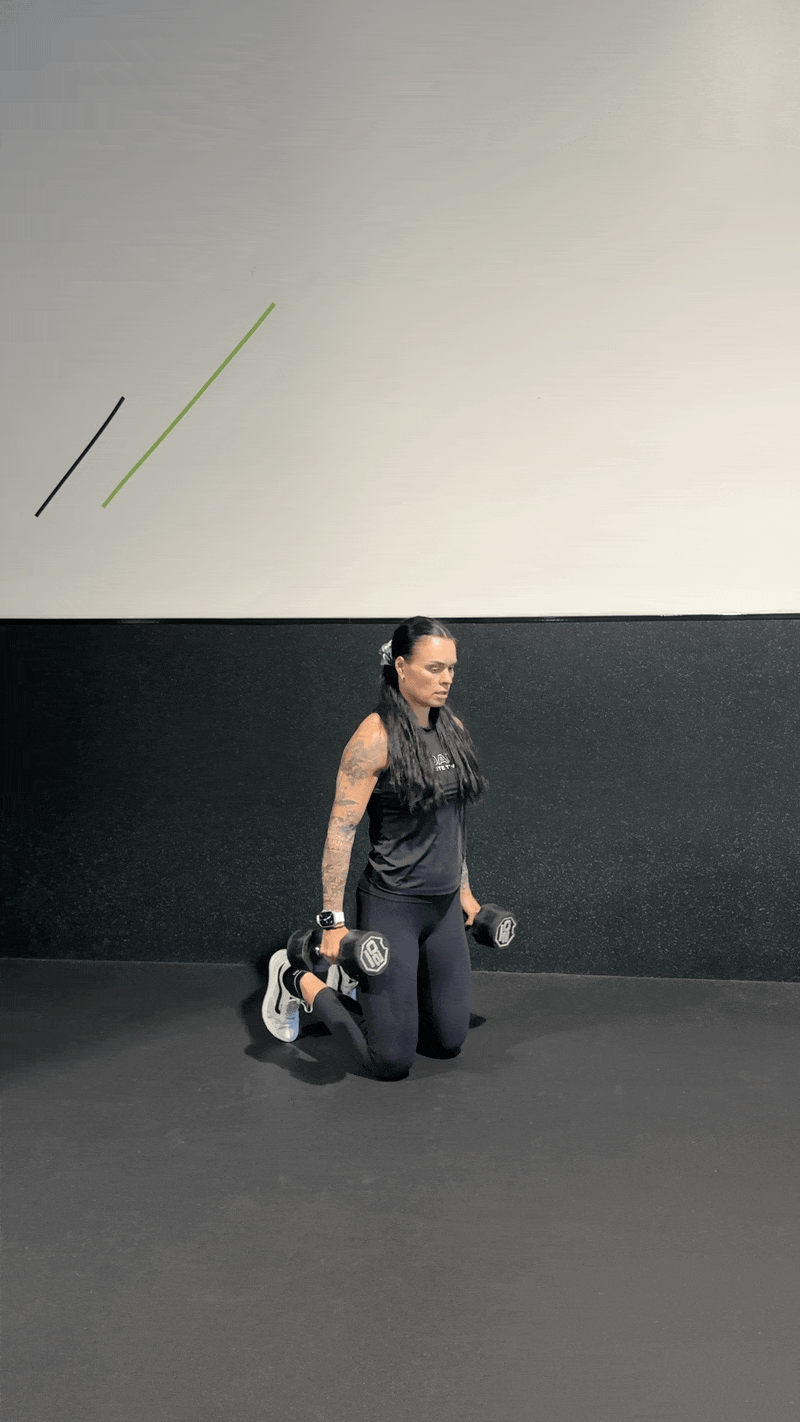 Dumbbell Kneeling Clean to Stand