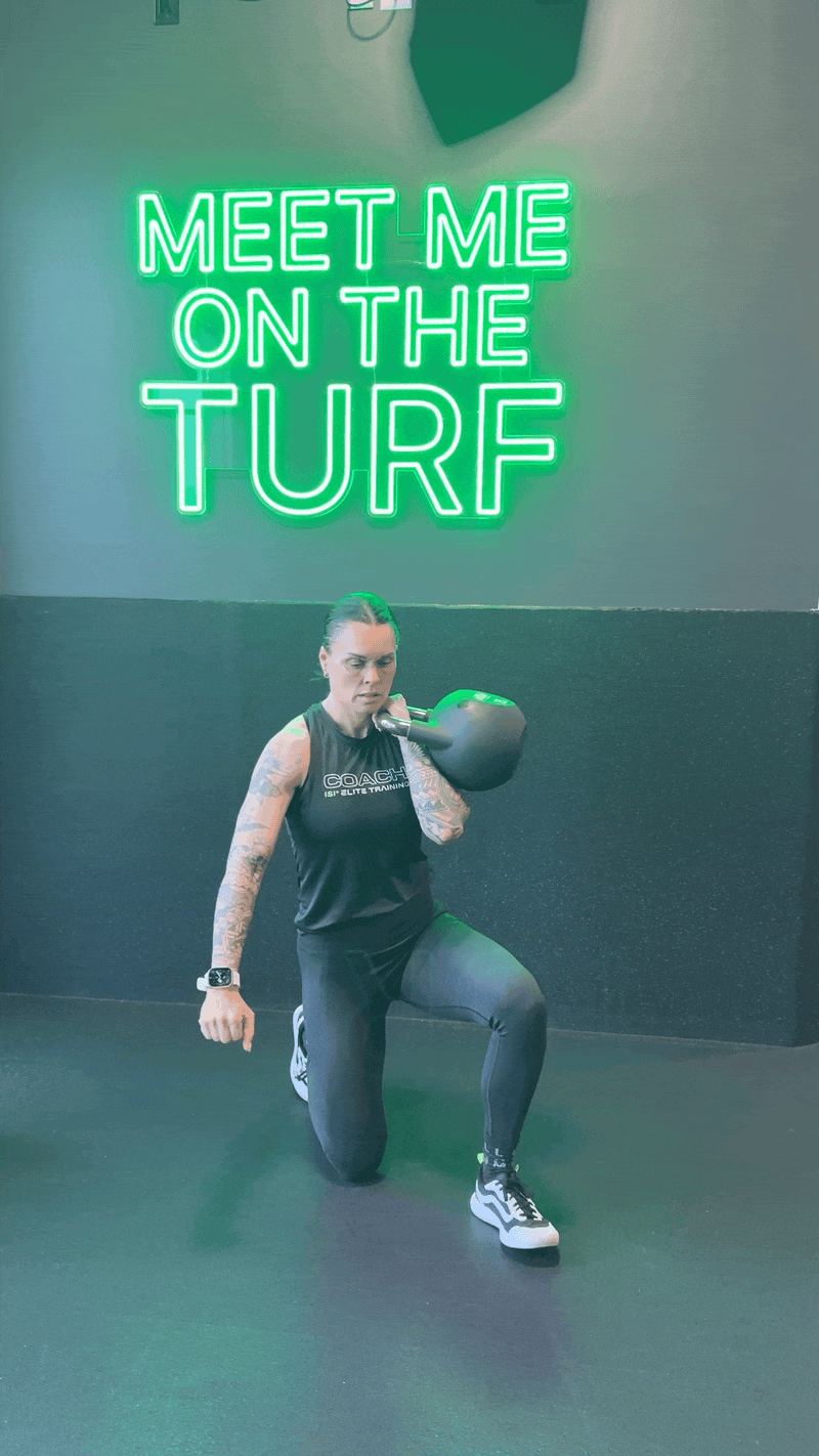 Kettlebell Offset Front Rack Kneel to Stand March