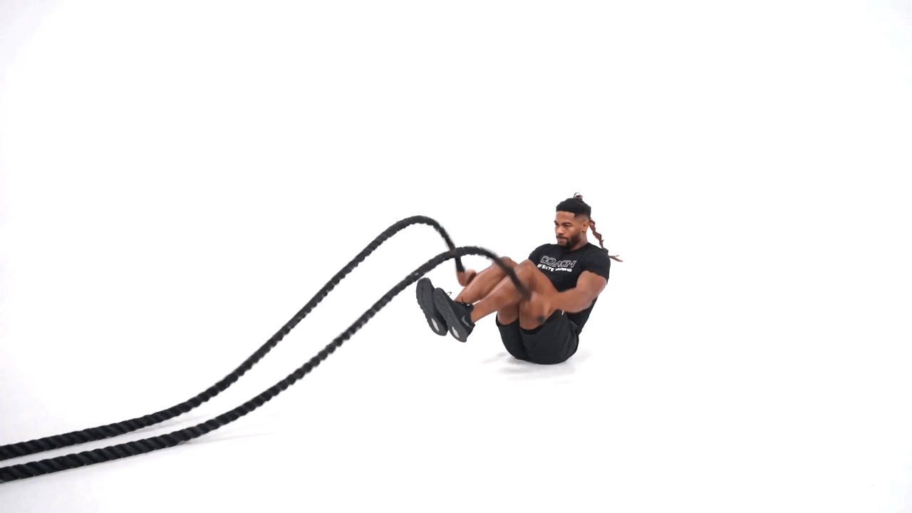 Battle Rope V Sit Slams Feet Elevated