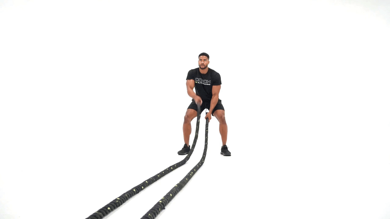 Battle Rope Wave Pop Squat
