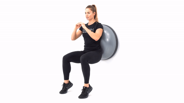 Bosu Supported Wall Sit Calf Raise