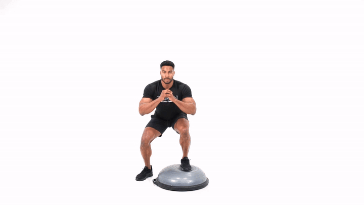 Bosu Triple Pulse Squats
