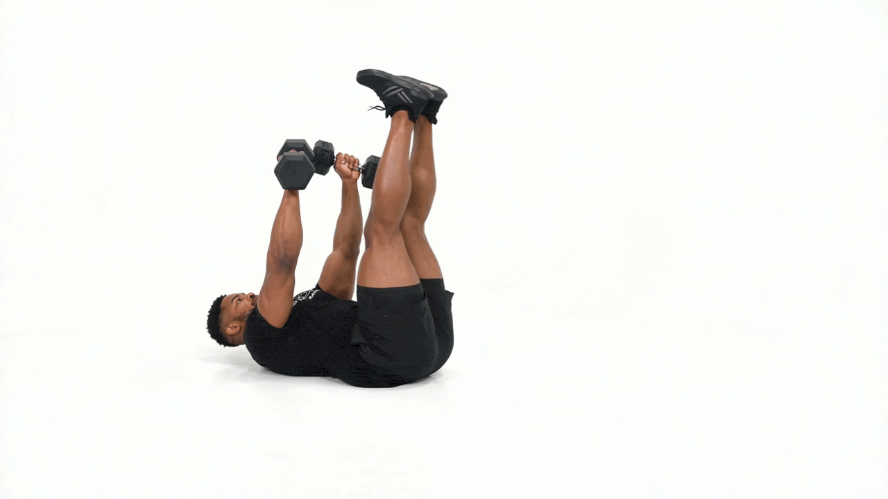 Dumbbell Chest Press Leg Raise
