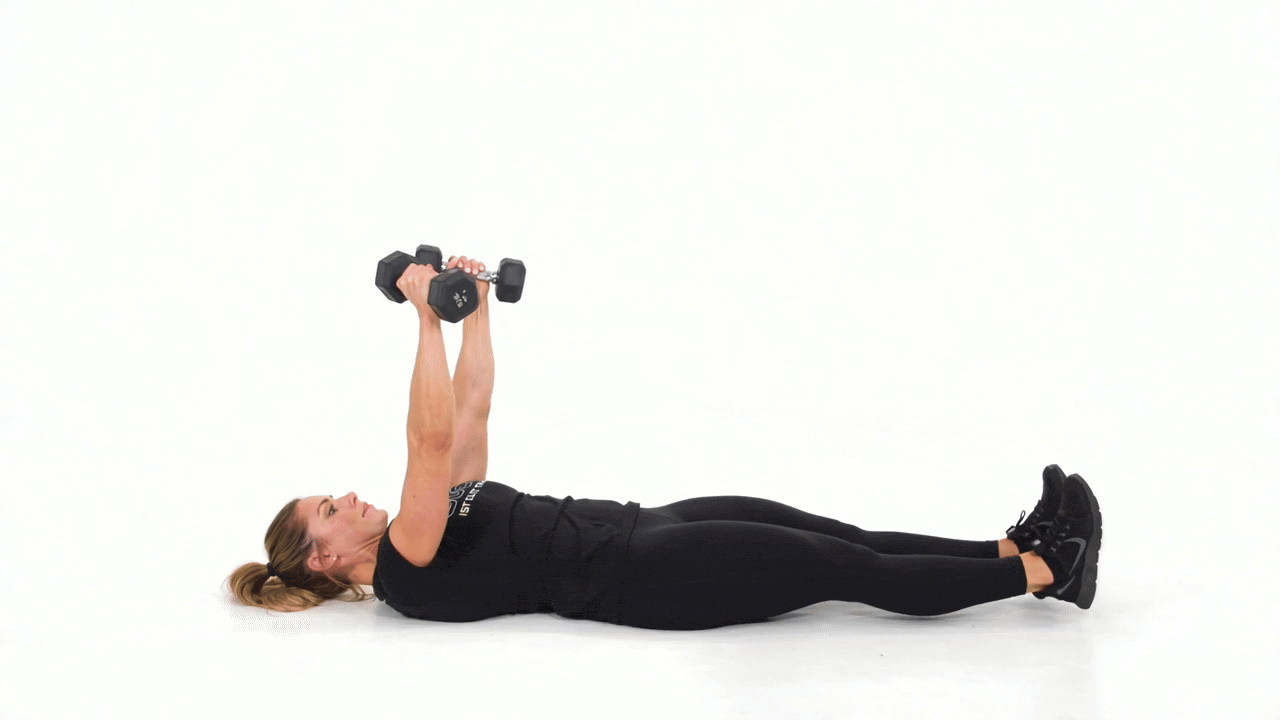 Dumbbell Chest Press Offset Leg Raise