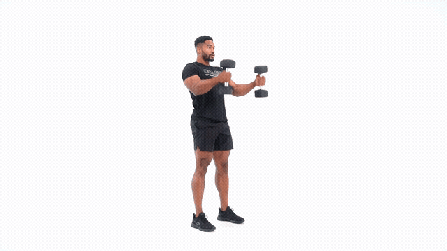 Dumbbell Double Swing to Front Squat