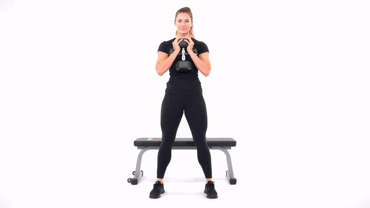 Dumbbell Goblet Wide Stance Bench Squat