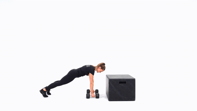 Dumbbell Half Burpee Box Step Up