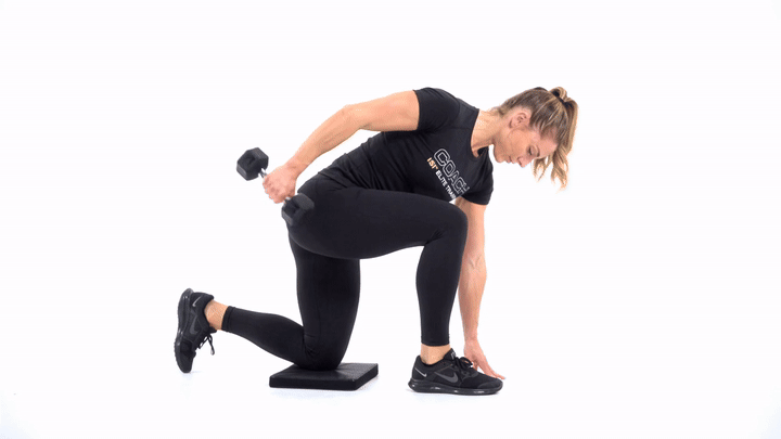 Dumbbell Half Kneeling Tricep Kickback