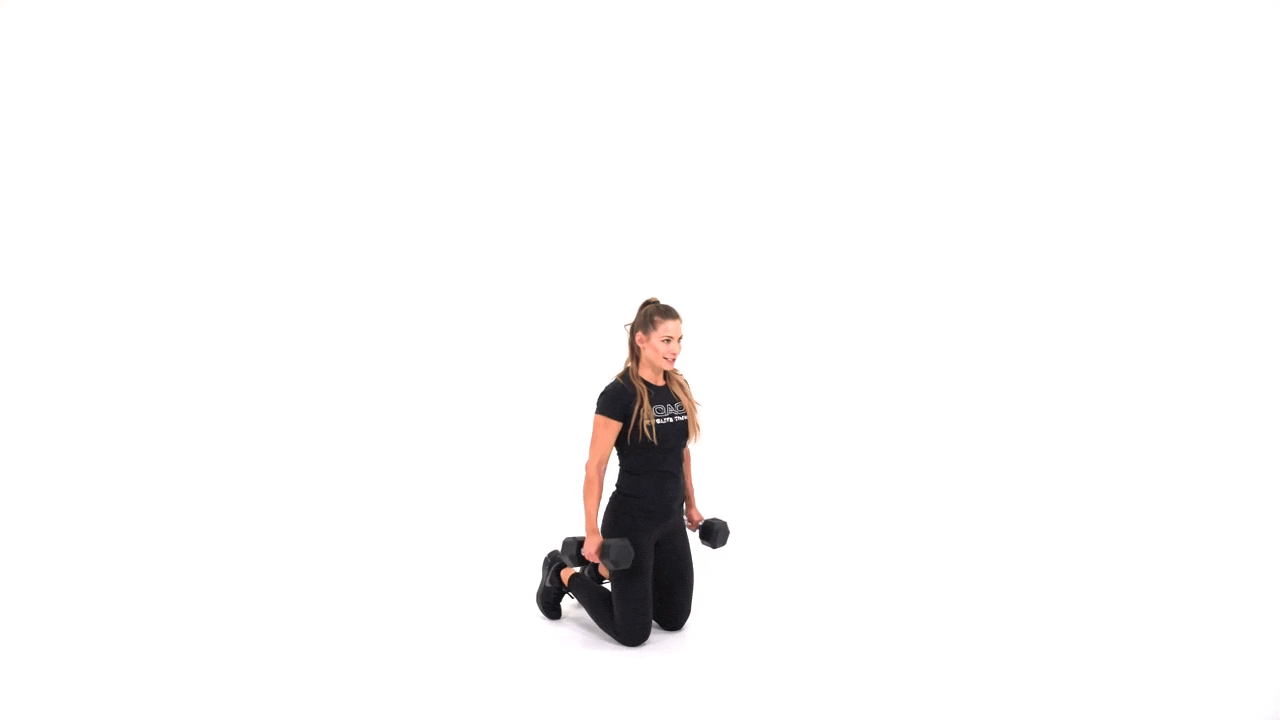 Dumbbell Kneeling Clean to Stand
