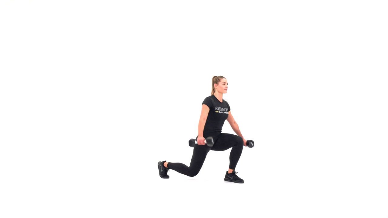 Dumbbell Lunge Jump Lateral Raise
