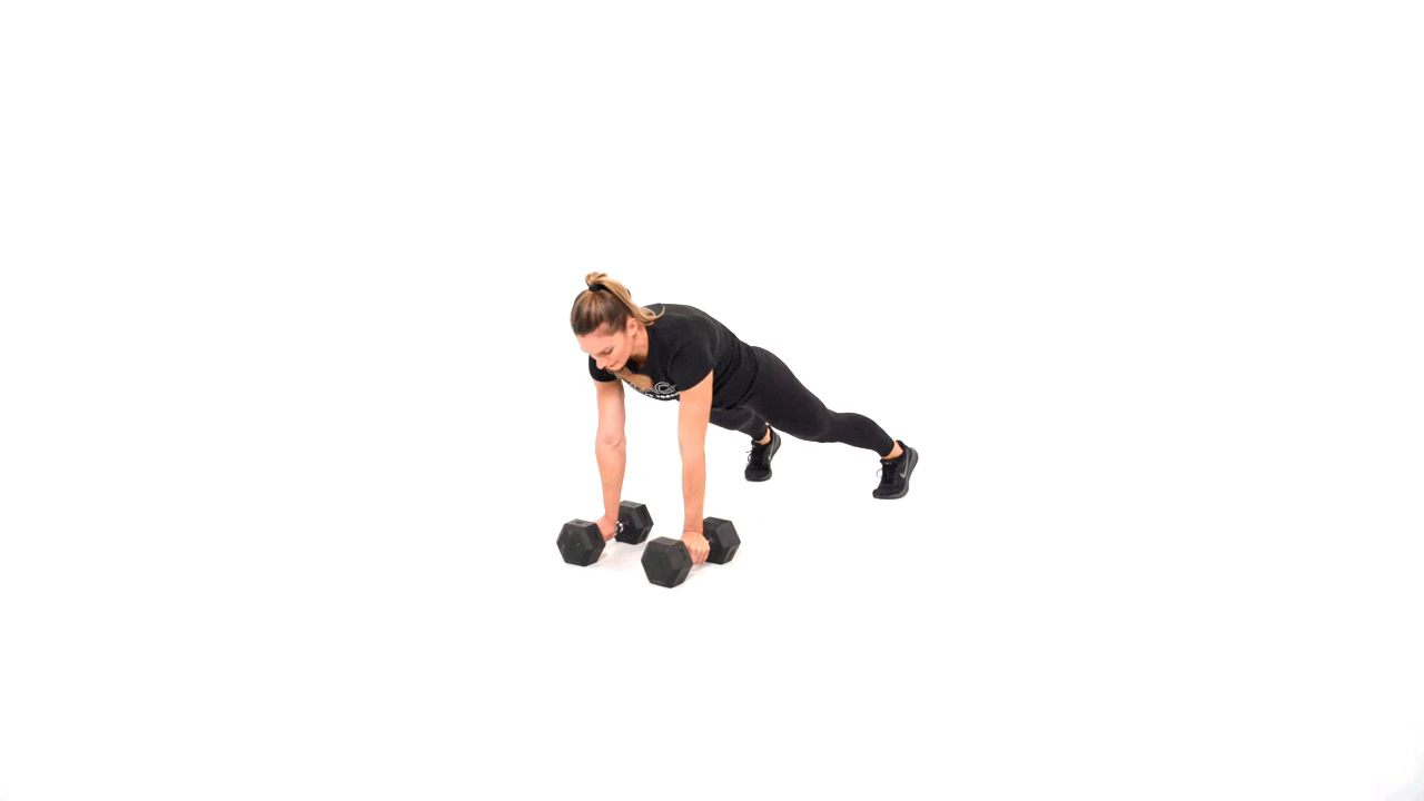Dumbbell Push Up To Renegade Row To Gorilla Row