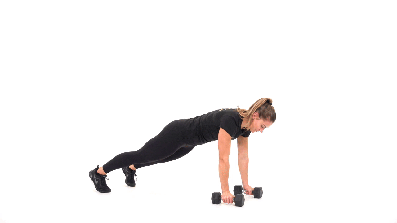 Dumbbell Push Up to T-Rotation
