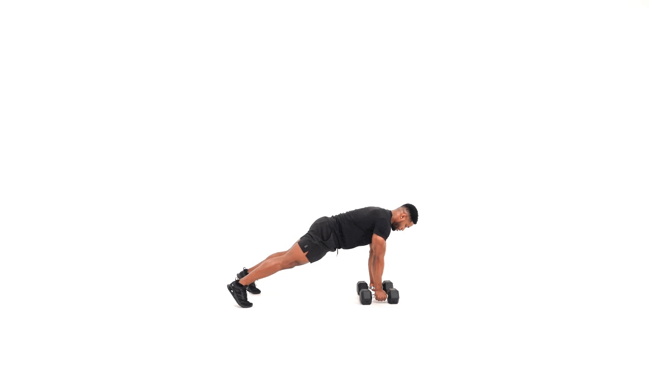 Dumbbell Renegade Row to Overhead Press