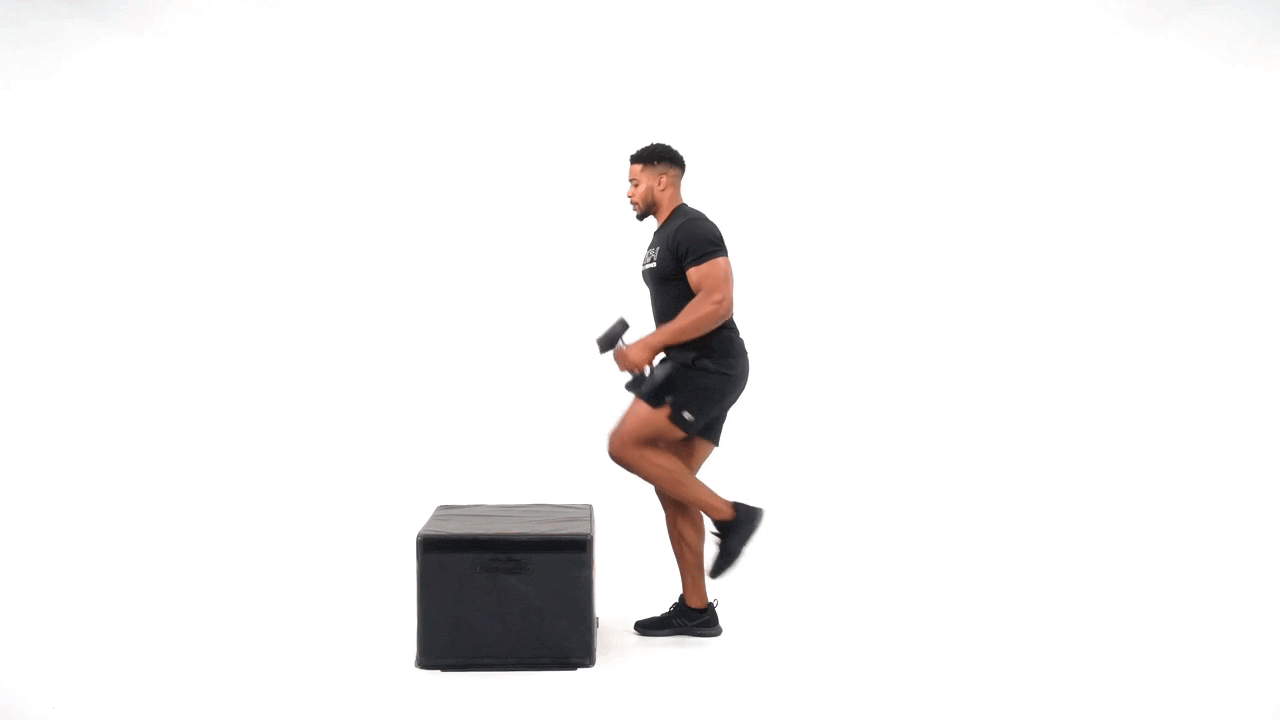 Dumbbell Reverse Lunge to Step and Press