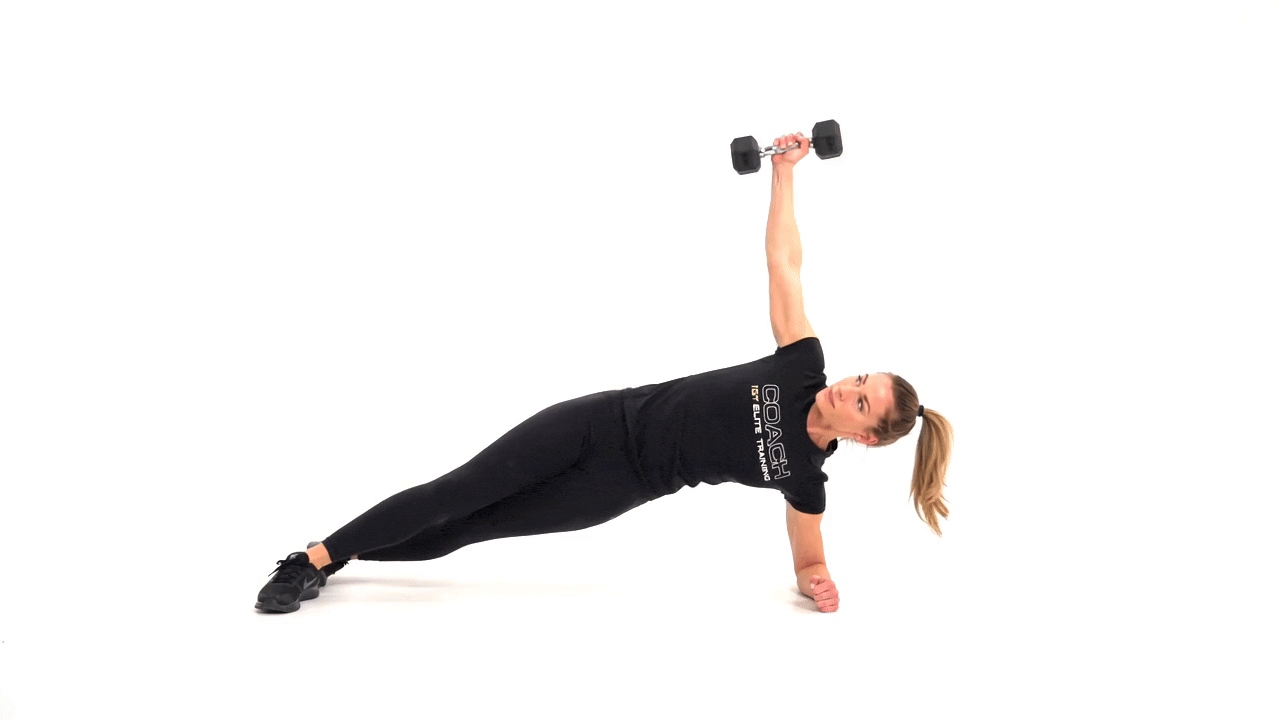 Dumbbell Side Plank Row to Press