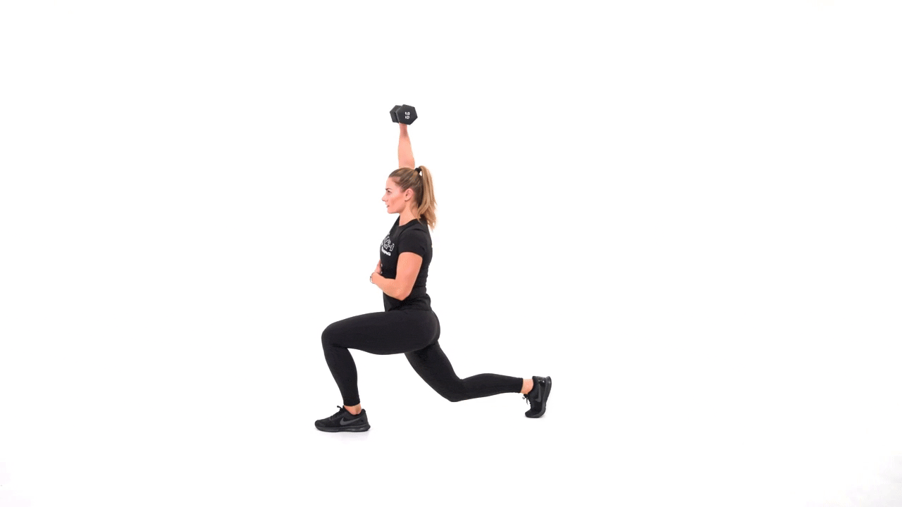 Dumbbell Single Arm Press with Lunge