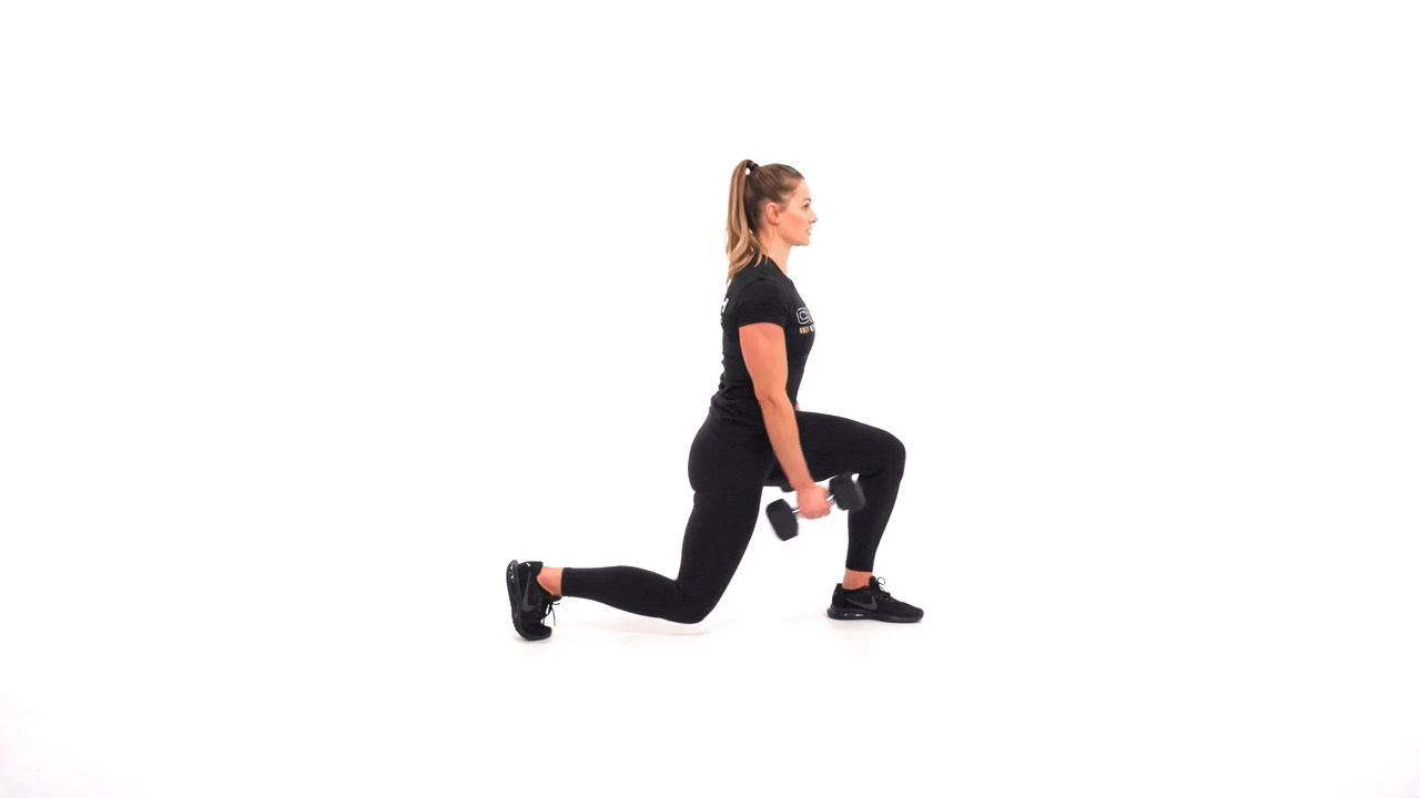 Dumbbell Static Lunge to Curl