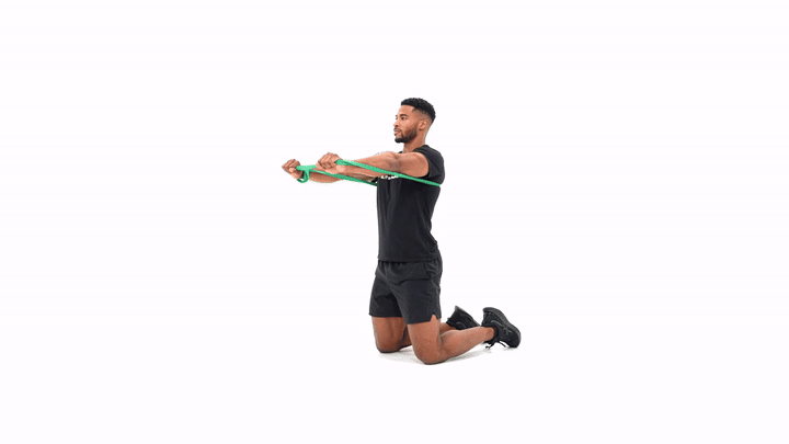 Kneeling Resistance Band Press Hold