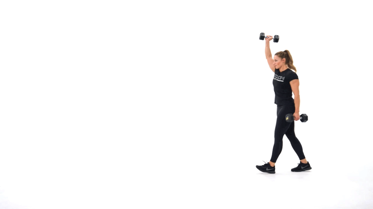 Offset Overhead Dumbbell Farmers Carry