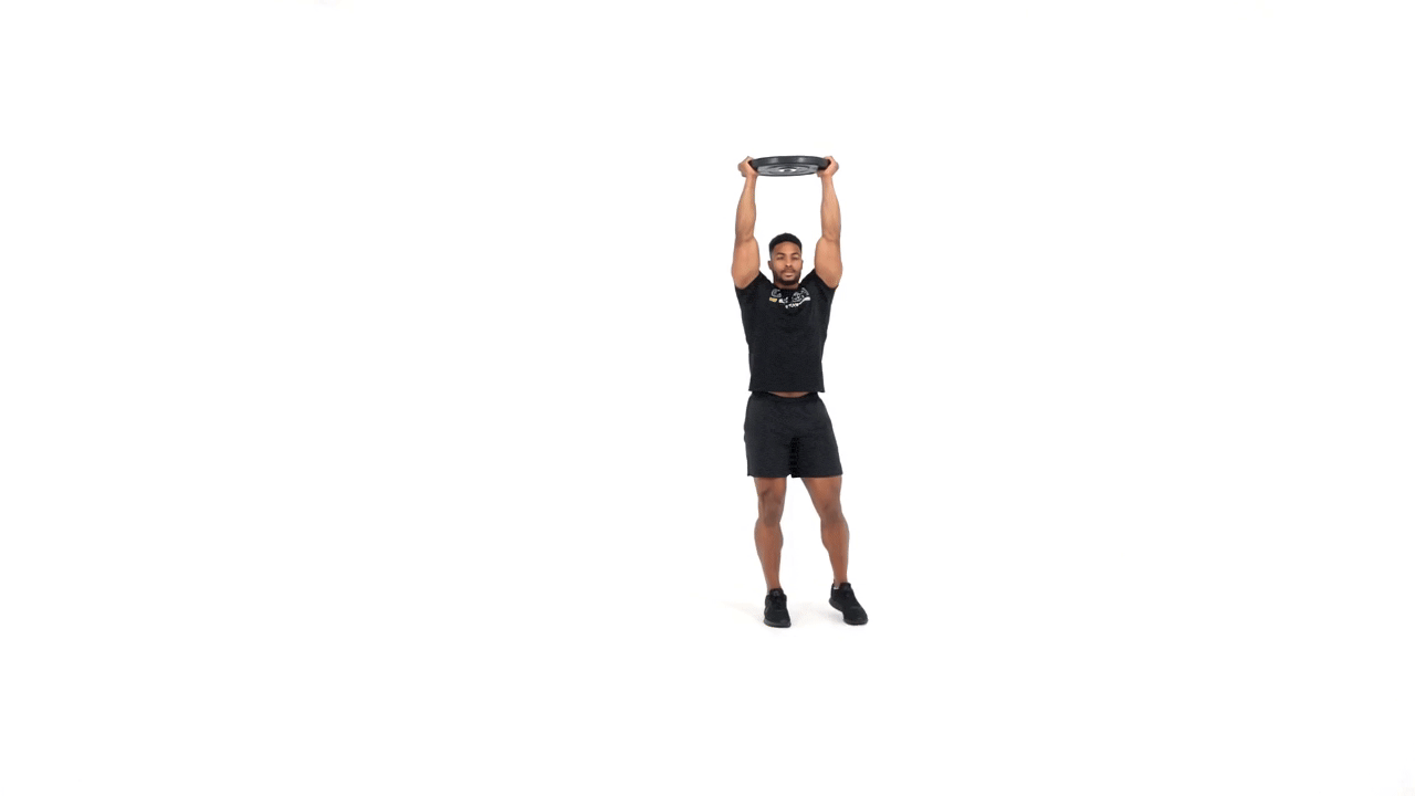 Plate Overhead Hold with Criss Cross Lateral Walk