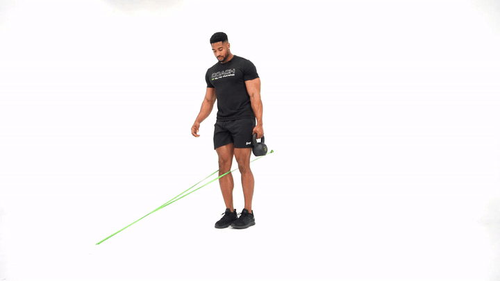 RB Anchored Step Back Lunge w/ Knee Drive