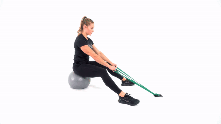 Seated Med Ball Resistance Band Row