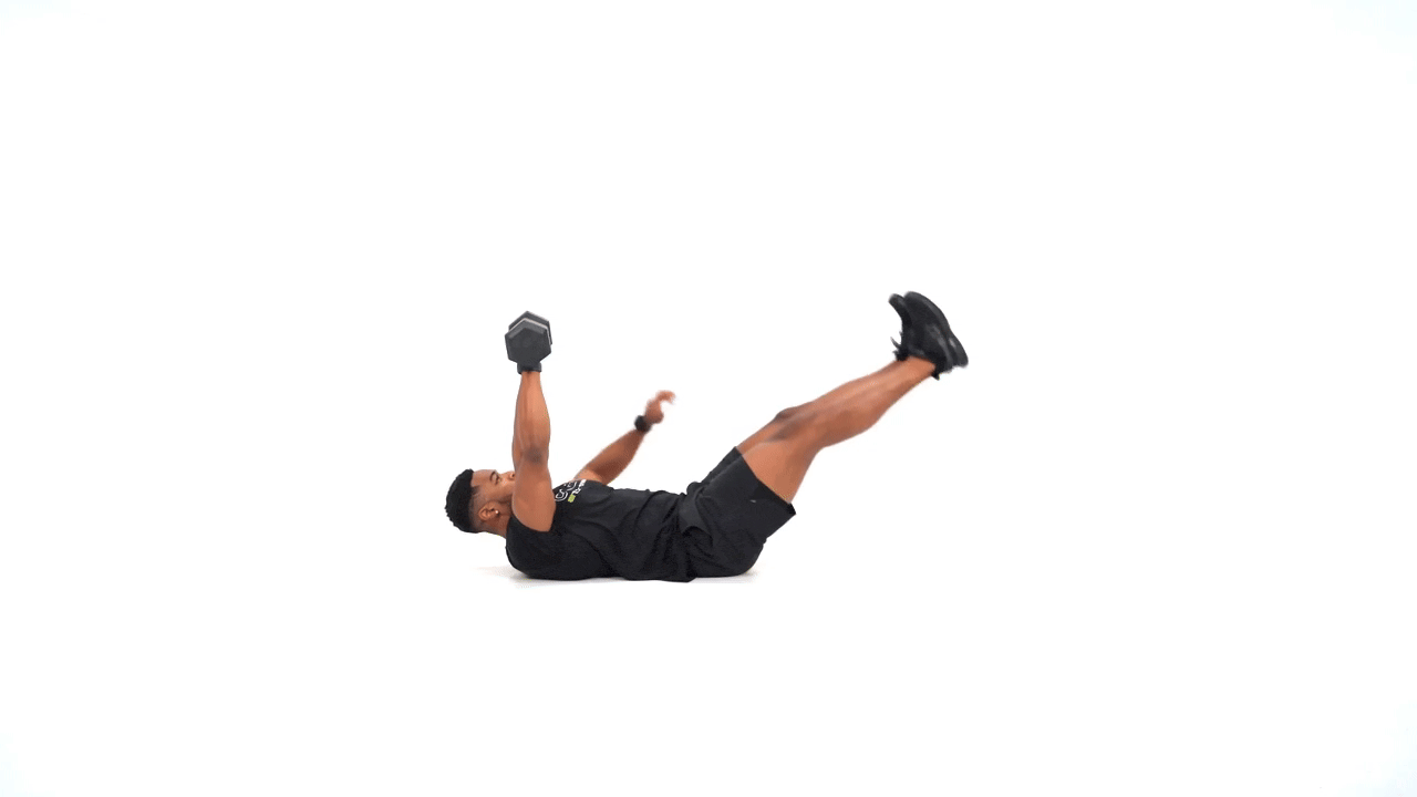 Single Arm Dumbbell Leg Raise
