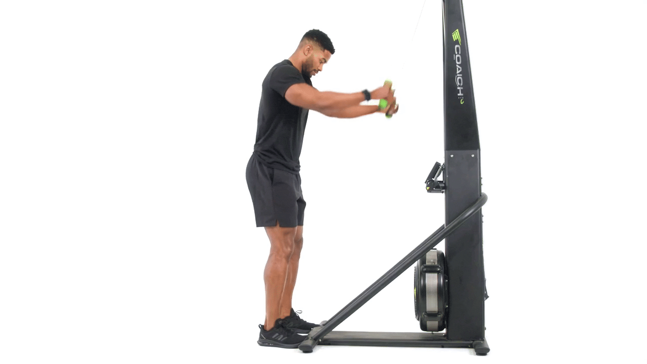 SkiErg Squat Hold Lat Pull Down