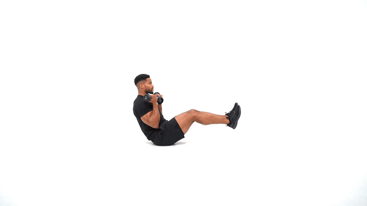 V-Sit Dumbbell Curls