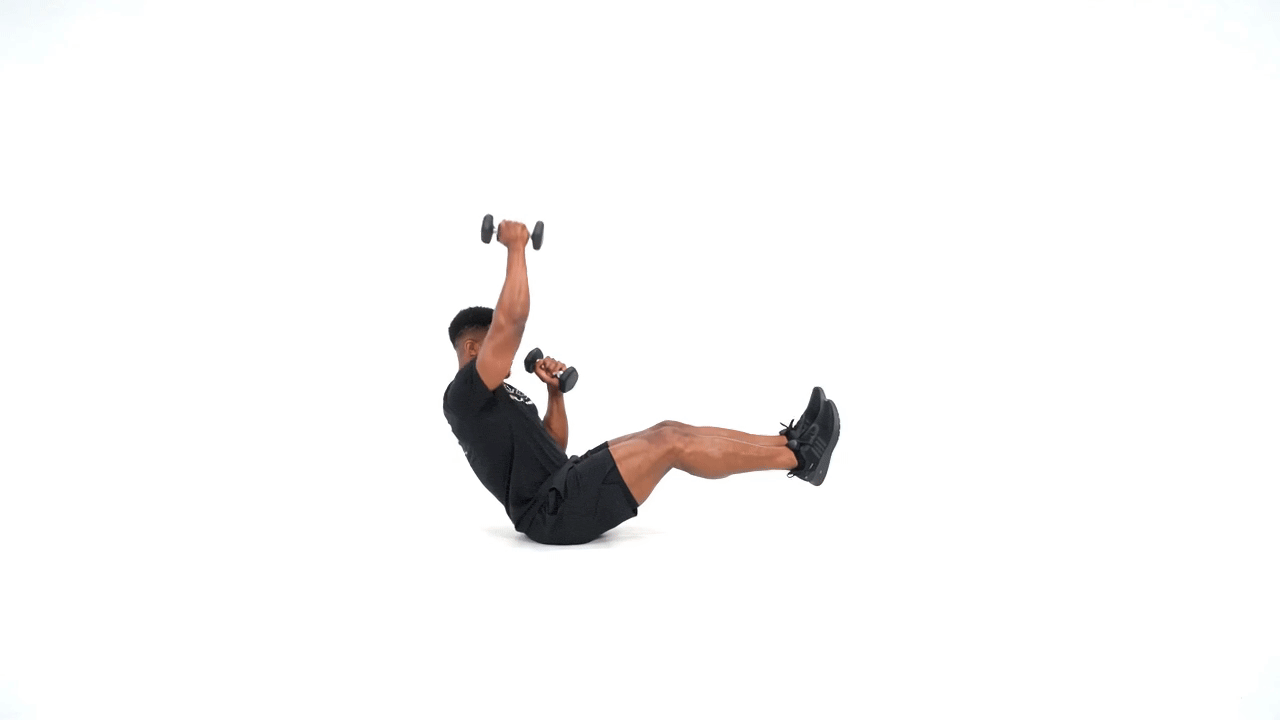 V-Sit Dumbbell Reverse Alt Press