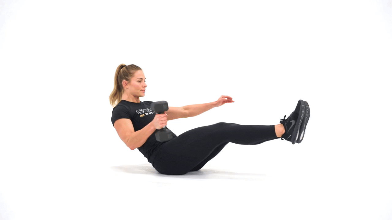 V-Sit Dumbbell Pass Through